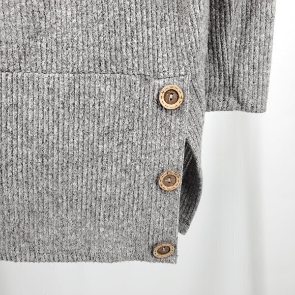 143 Story by Line Up Slouchy Rib Cowl Neck Long Sleeve Tunic Top M Gray - Picture 16 of 16